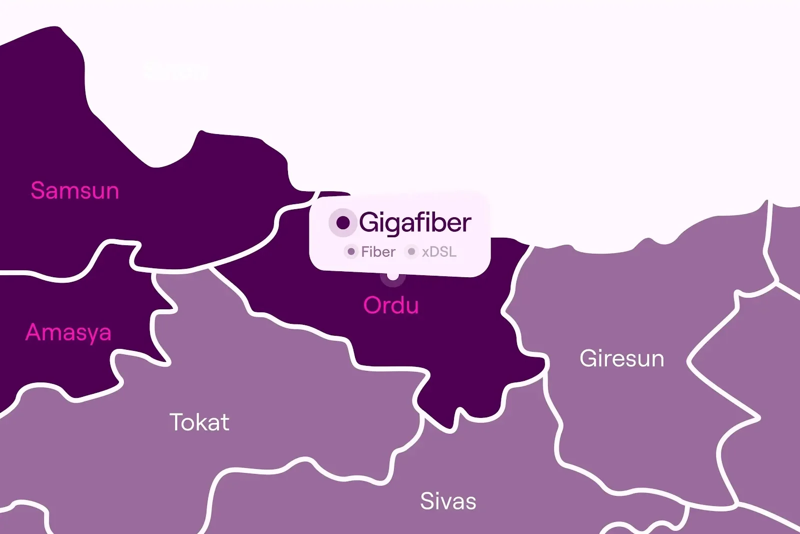 Ordu GigaFiber Haritası