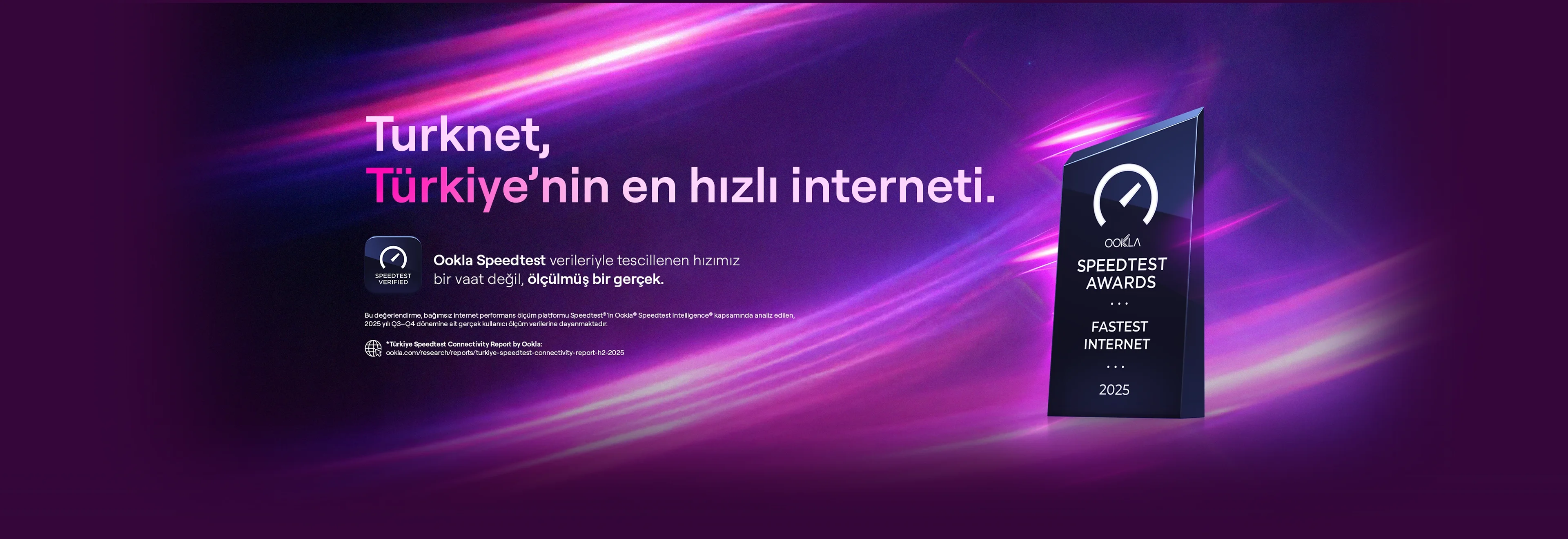Turk.net Ookla En Hızlı Sabit İnternet Ağı Speedtest Ödülü