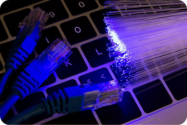 Fiber optik kablolar ve yüksek hız simgesi