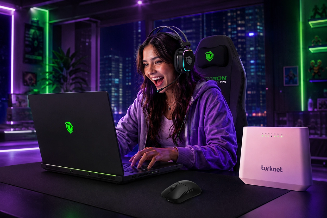 Monster Notebook ve Turknet internet ile oyun oynayan gamer